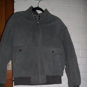 MEMBERS ONLY Grey 100 % leather Suede Bombers  Jacket- Size 40 - Vintage